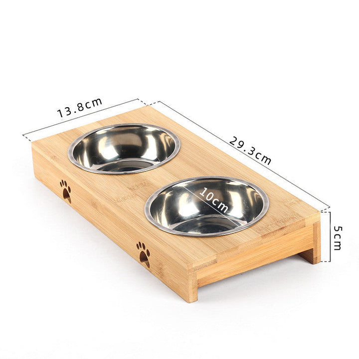 Enhance Your Pet's Hydration Experience with the Pet Ceramic Bamboo Drinking Basin