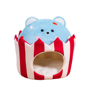 Discover the Warm Cake Bear Semi-closed Cat Nest