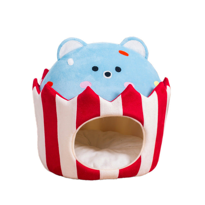 Discover the Warm Cake Bear Semi-closed Cat Nest
