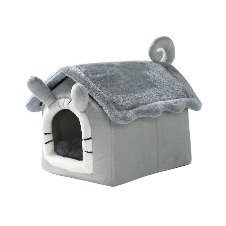 The Ultimate Comfort for Your Furry Friend: Thickened Pet Semi-closed Coral Fleece Bed