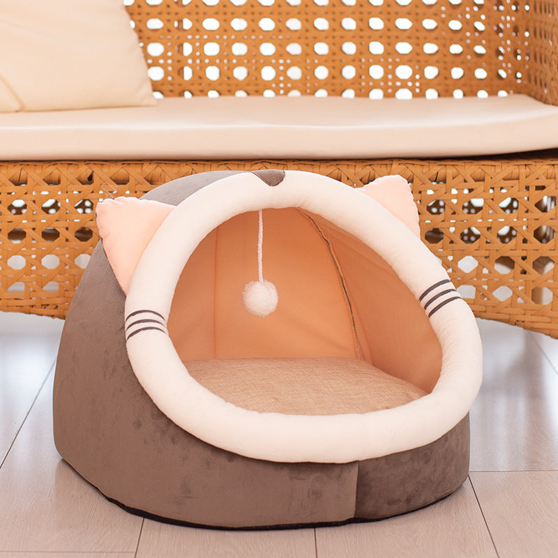 Pet closed cat litter kennel bed