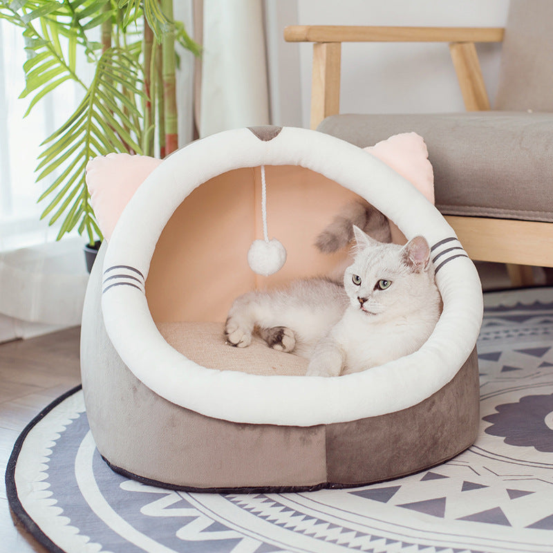 Pet closed cat litter kennel bed