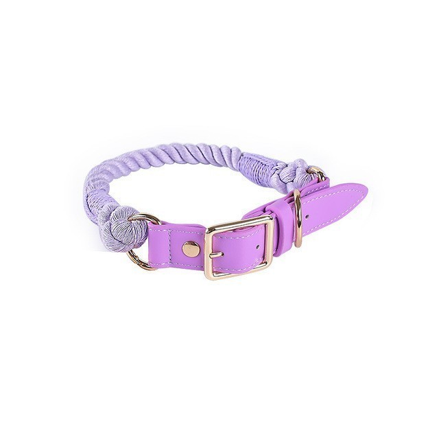 Cotton Rope Woven Leather Pet Leash