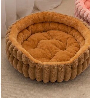 Straight Rabbit Plush Pet Round Bed
