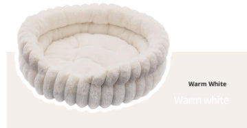 Straight Rabbit Plush Pet Round Bed