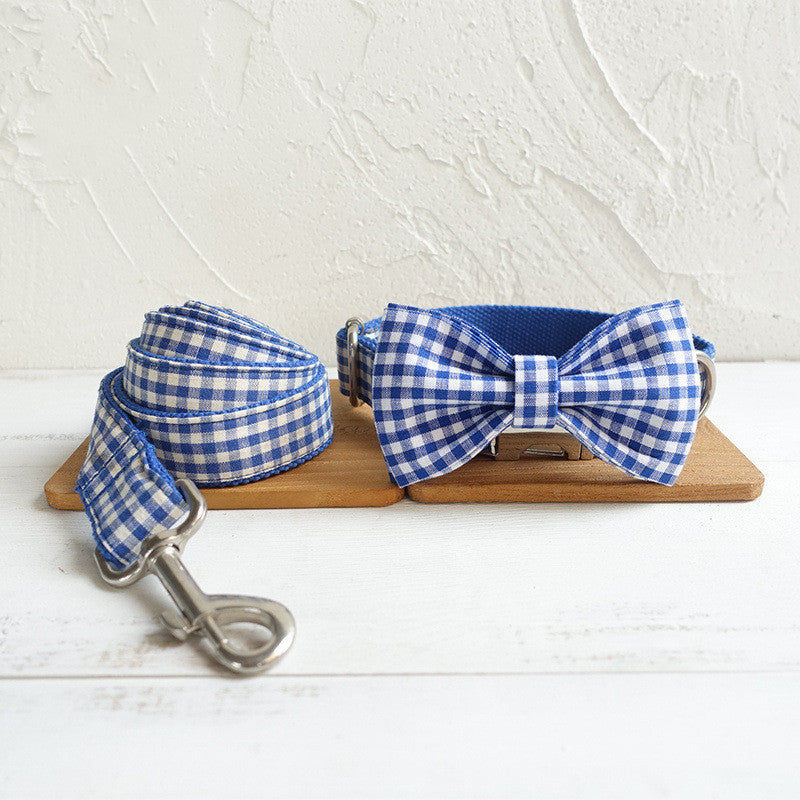 Delicious Plaid Adjustable Dog Collar Leash Set