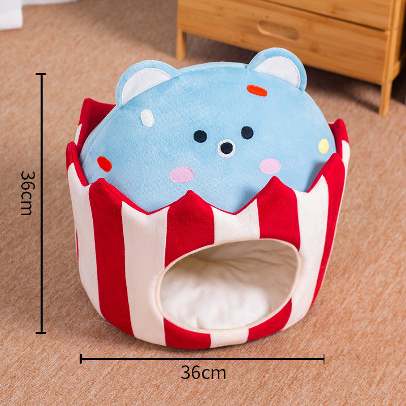 Warm Cake Bear Semi-closed Cat Nest