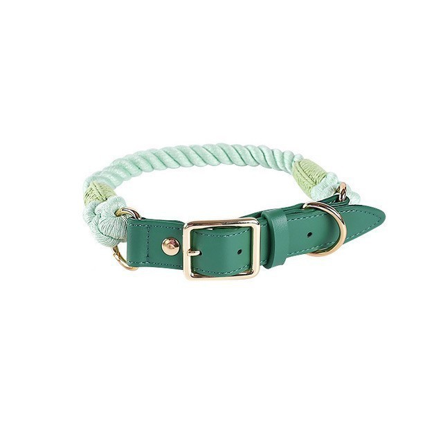 Cotton Rope Woven Leather Pet Leash