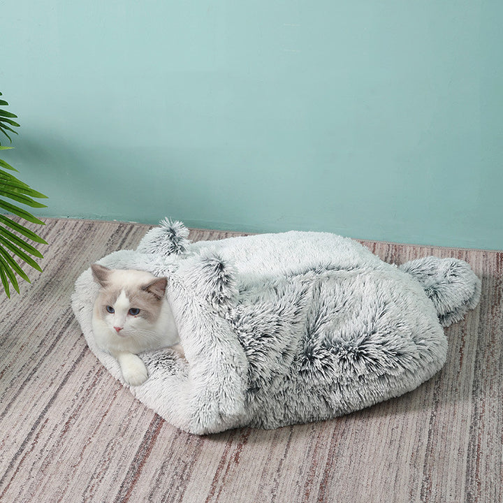 Plush Round Cat Sleeping Bag Pet Nest