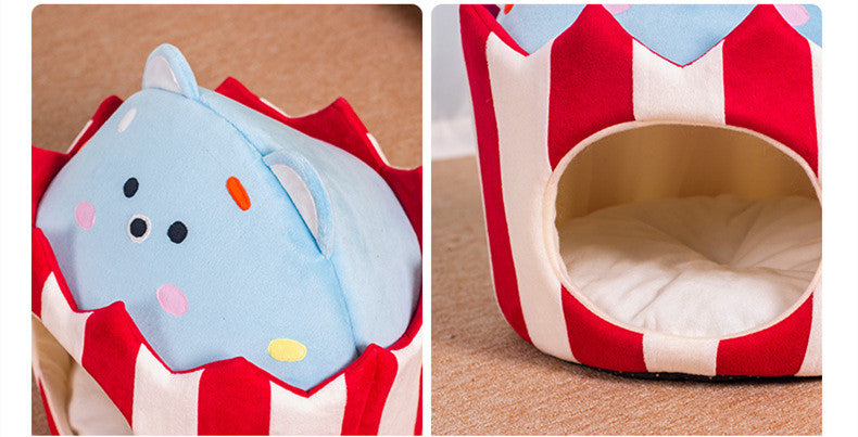 Warm Cake Bear Semi-closed Cat Nest