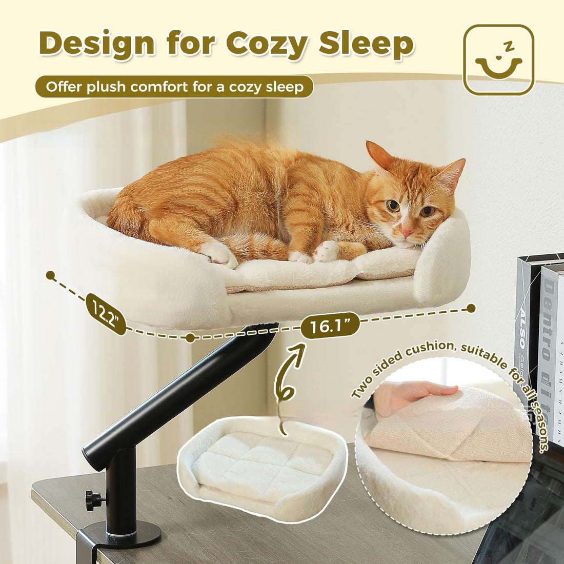 Cat Bed With Rotating And Adjustable-height