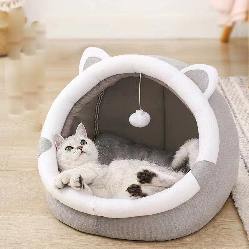 Pet closed cat litter kennel bed